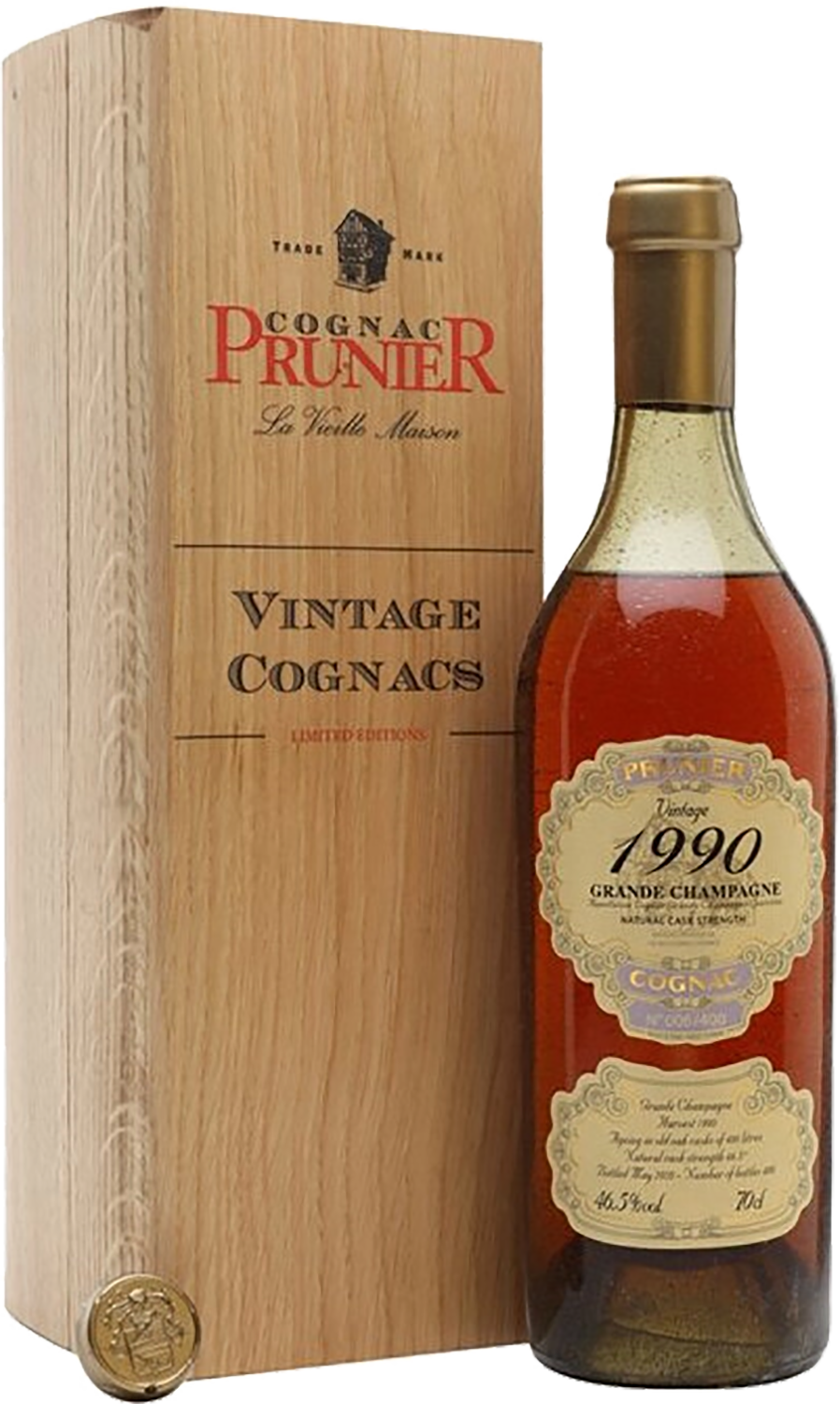 Прунье 1990 Гранд Шампань Коньяк 1990 в деревянном футляре 1990 0.7&nbsp;л