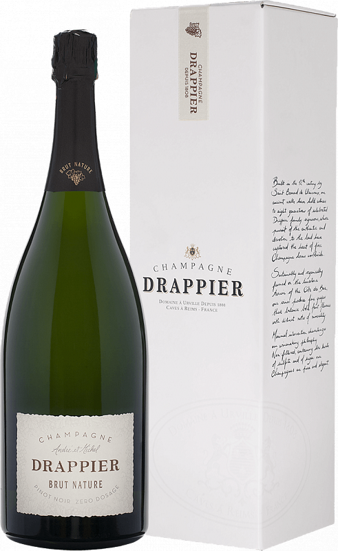 Игристое вино и шампанское Драпье Брют Натюр Зеро Дозаж Шампань AOP в подарочной упаковке - 1.5 л