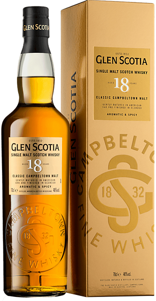 Виски Glen Scotia Campbeltown 18 Y.O. Single Malt Scotch Whisky (gift box), 0.7 л