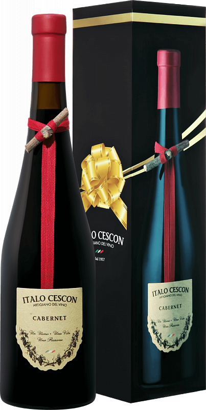 Вино Каберне Пиаве DOC Итало Ческон в подарочной упаковке 2014 0.75 л
