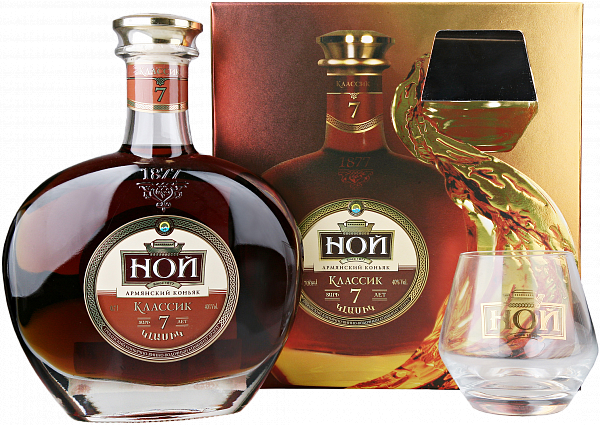Gift Case, NOY Classic 7 y.o. plus one glass, 0.7 л